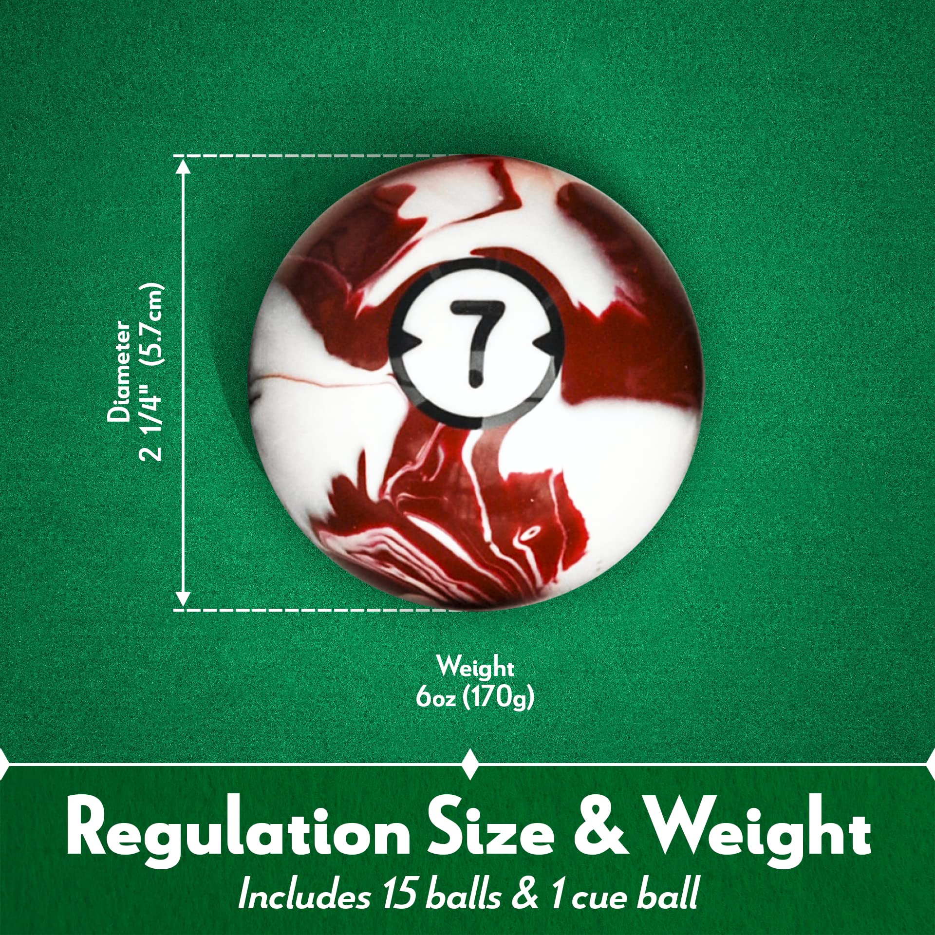 ISZY Billiards full set racked ready for break demonstrating regulation arrangement