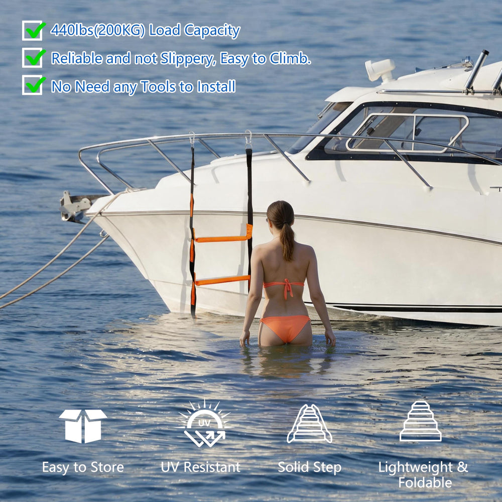 itayak ladder stowed on dock illustrating convenient onboard storage