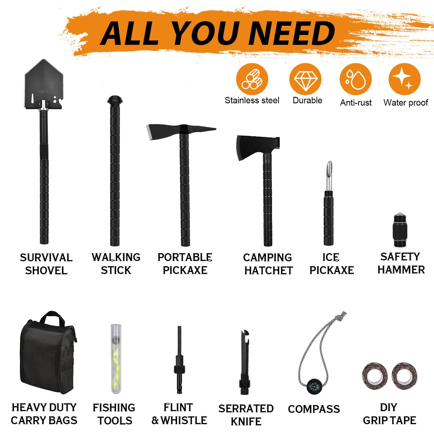 iunio folded shovel closeup highlighting compact storage and strength