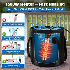 Ivuqa 20L foldable bucket filled with water, durable upright stability benefit