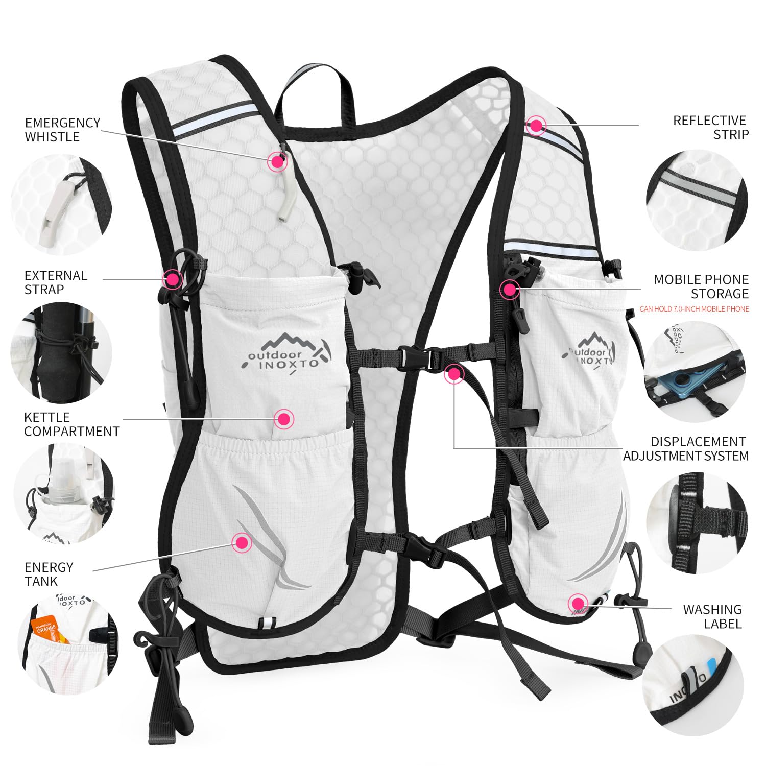 IX INOXTO soft flask in shoulder pocket for fast hydrating access