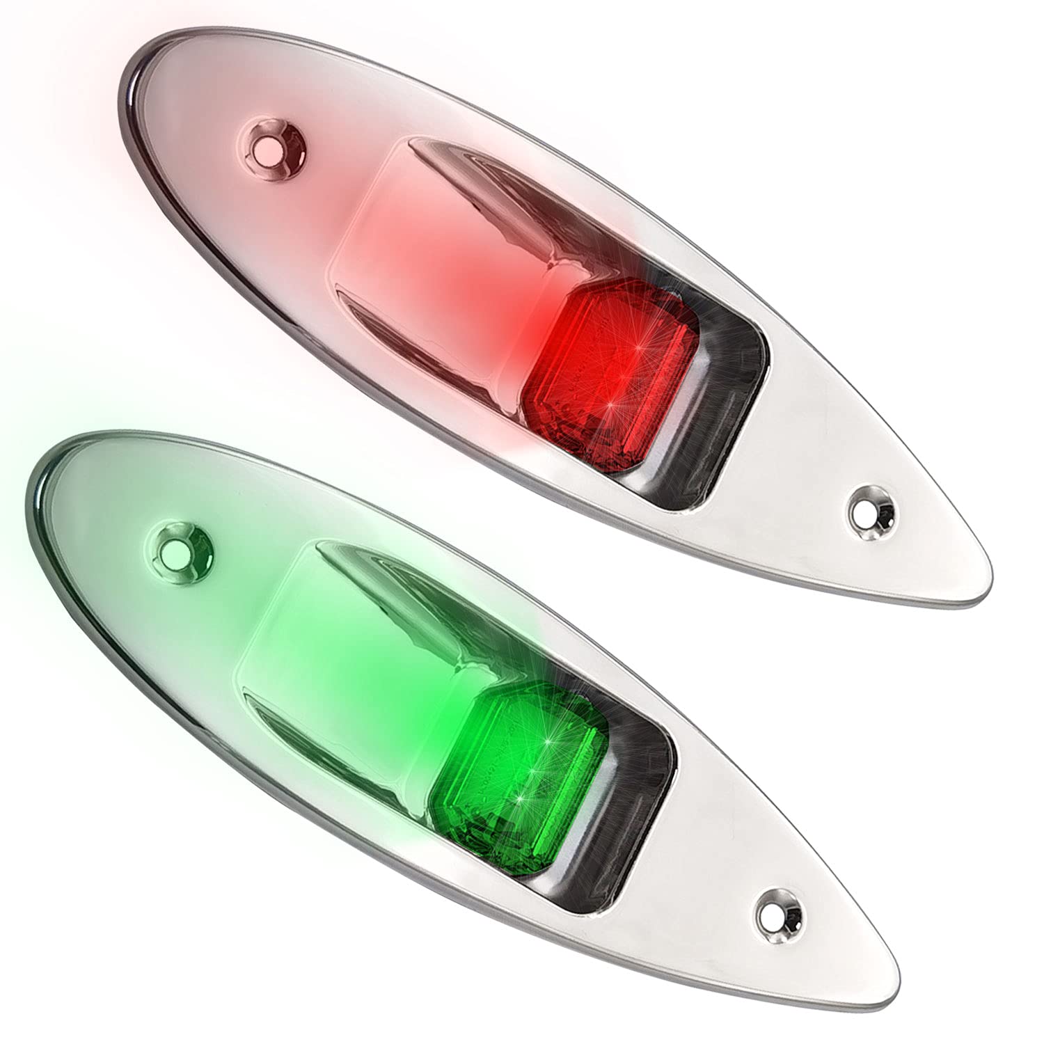 IZTOR front view stainless steel teardrop light showing polished housing for durability