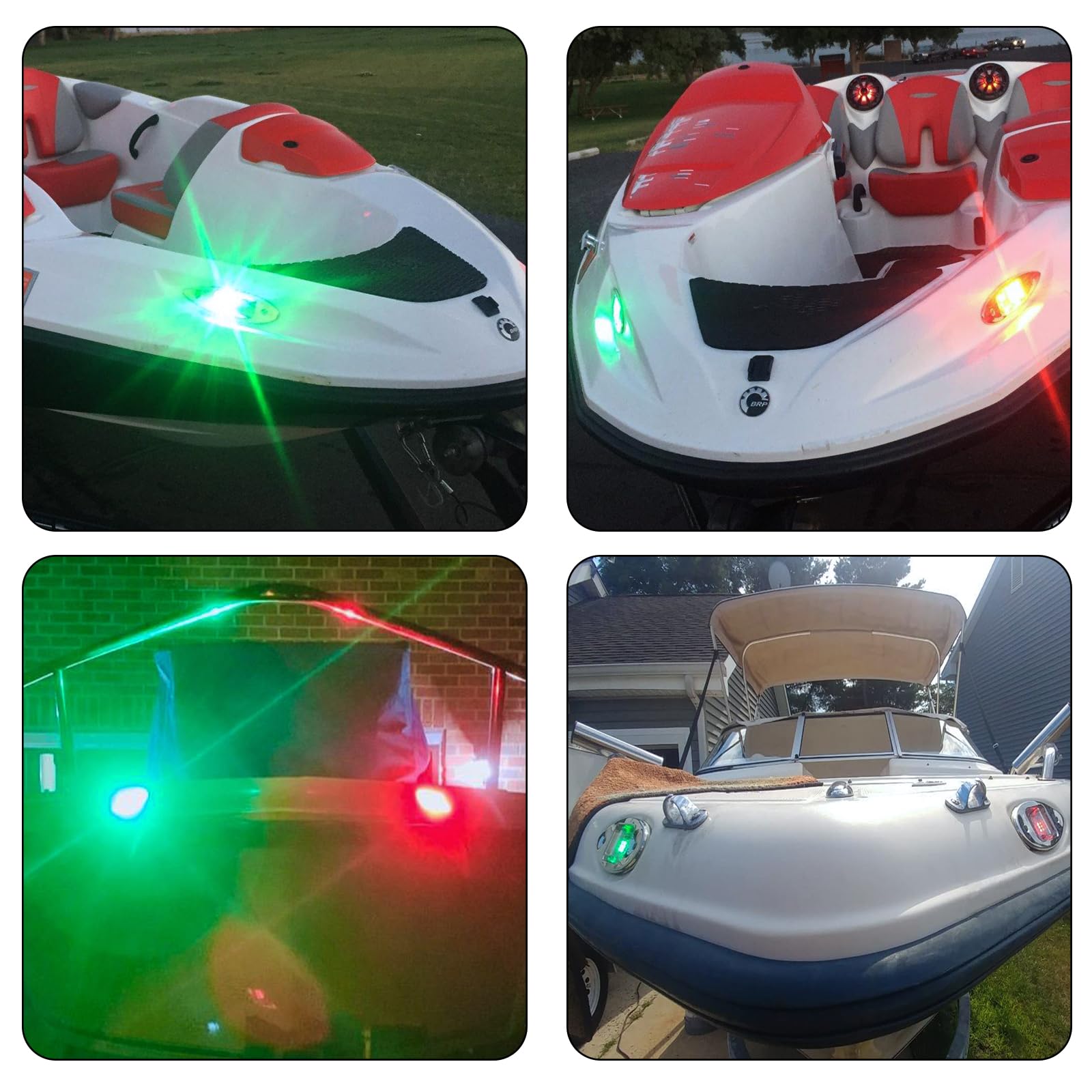 IZTOR red and green lights on deck at night showing clear port and starboard signaling