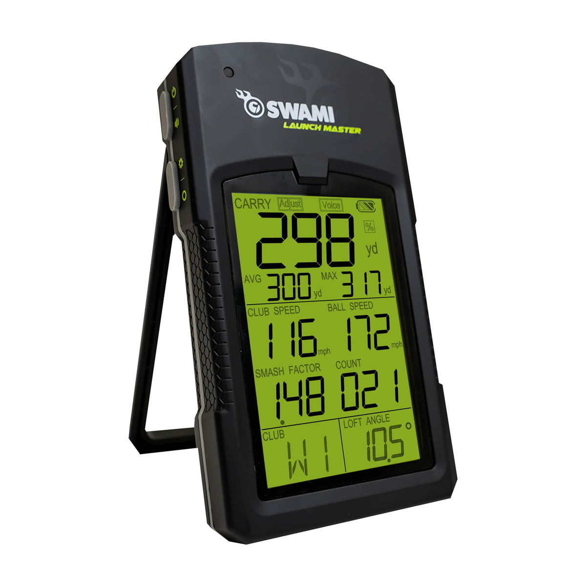 Izzo Launch Master front display showing shot statistics for quick feedback