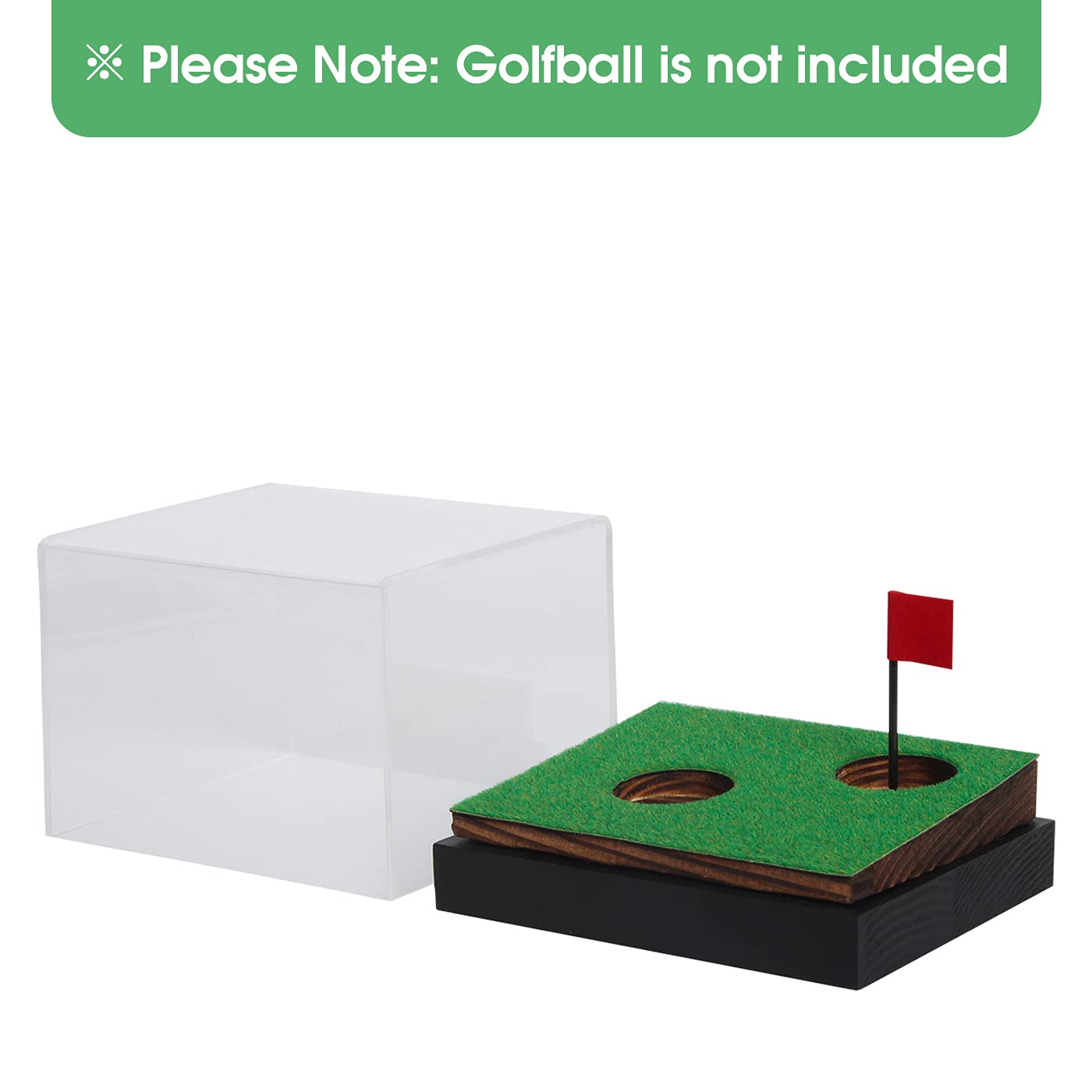J JACKCUBE DESIGN size comparison with golf tee illustrating compact footprint
