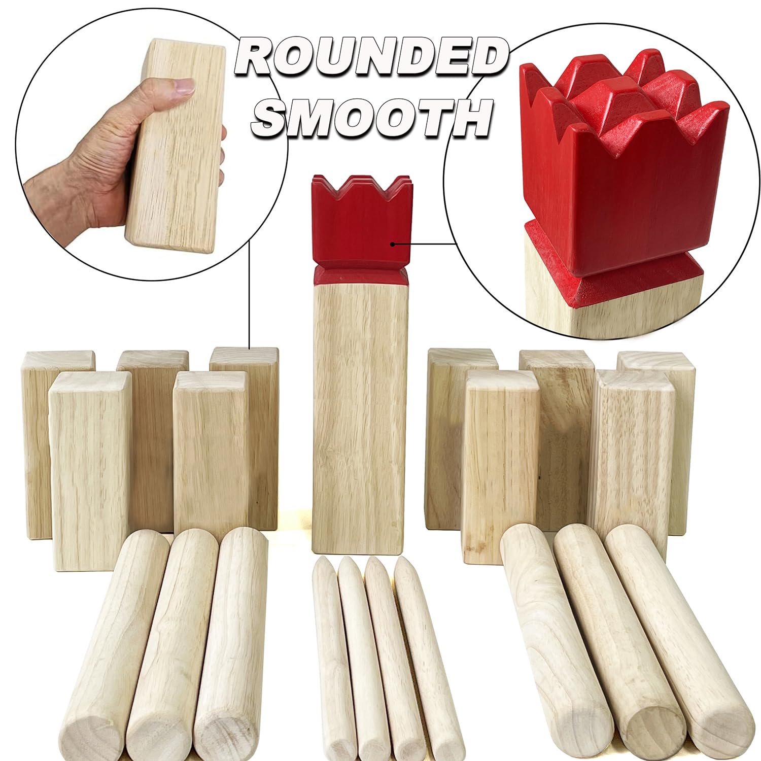 Jac & Mok open canvas carry bag organizing king, kubbs, batons and corner pegs for storage