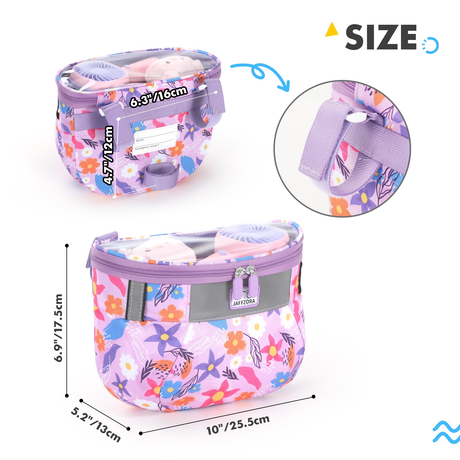 Jaffzora ID tag and strap fastening detail for easy attachment and labeling