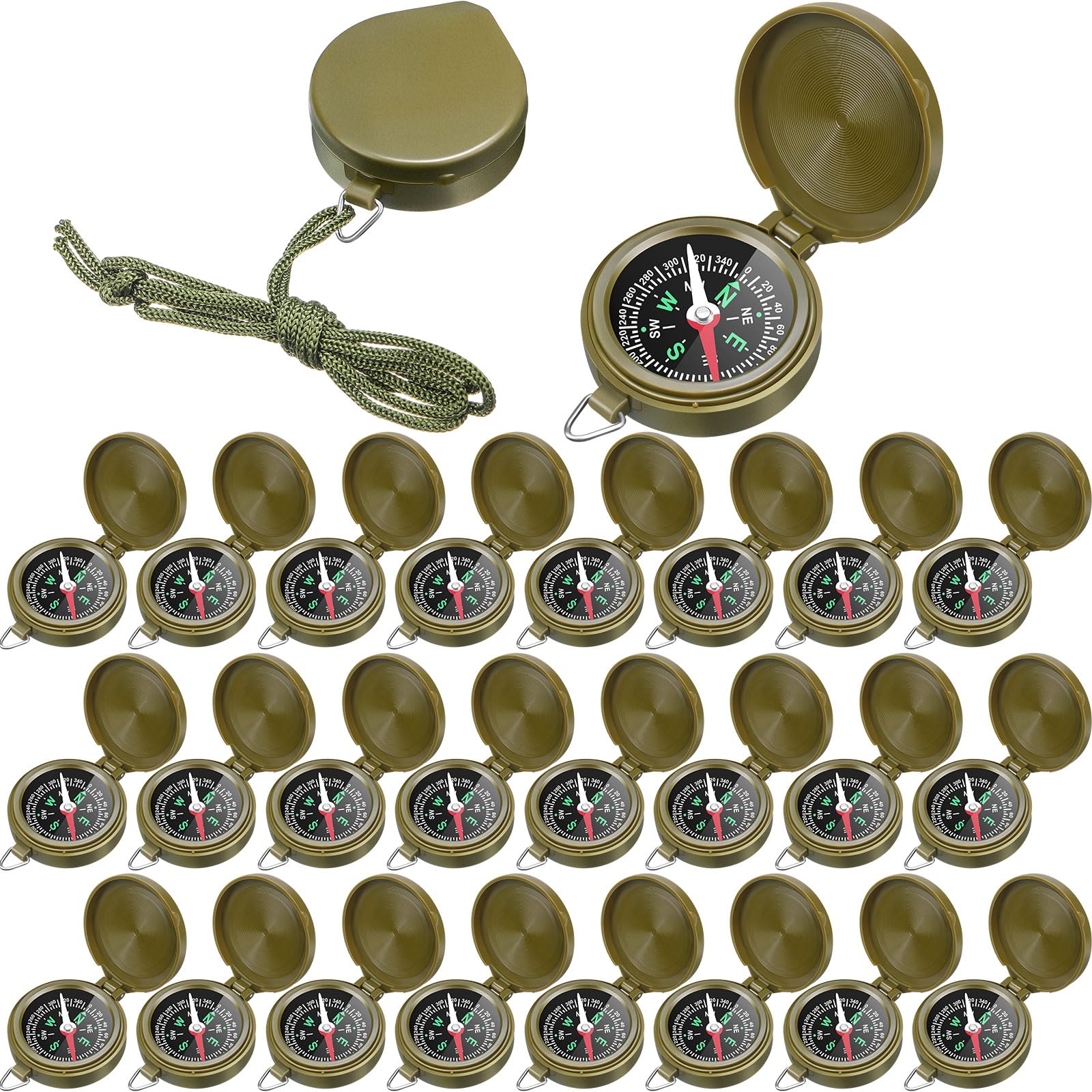 JaGely front view of army green compass pack showing compact design and portability