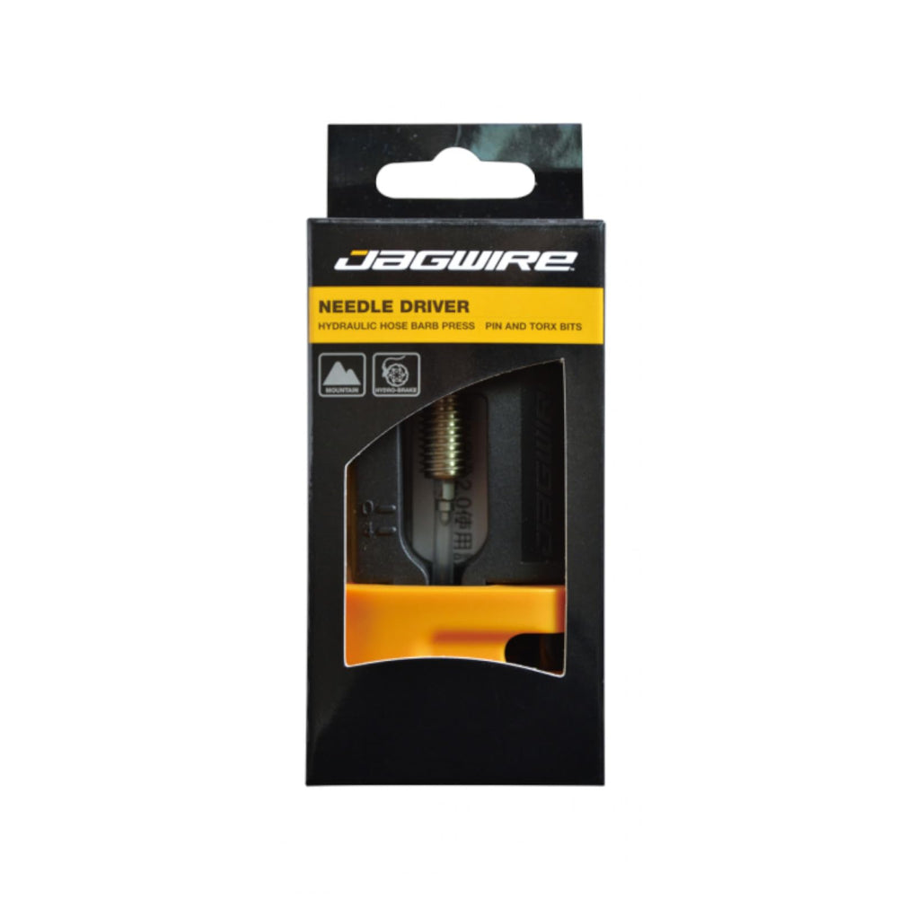 Jagwire Needle Driver in hands guiding a fitting, improving alignment and preventing damage