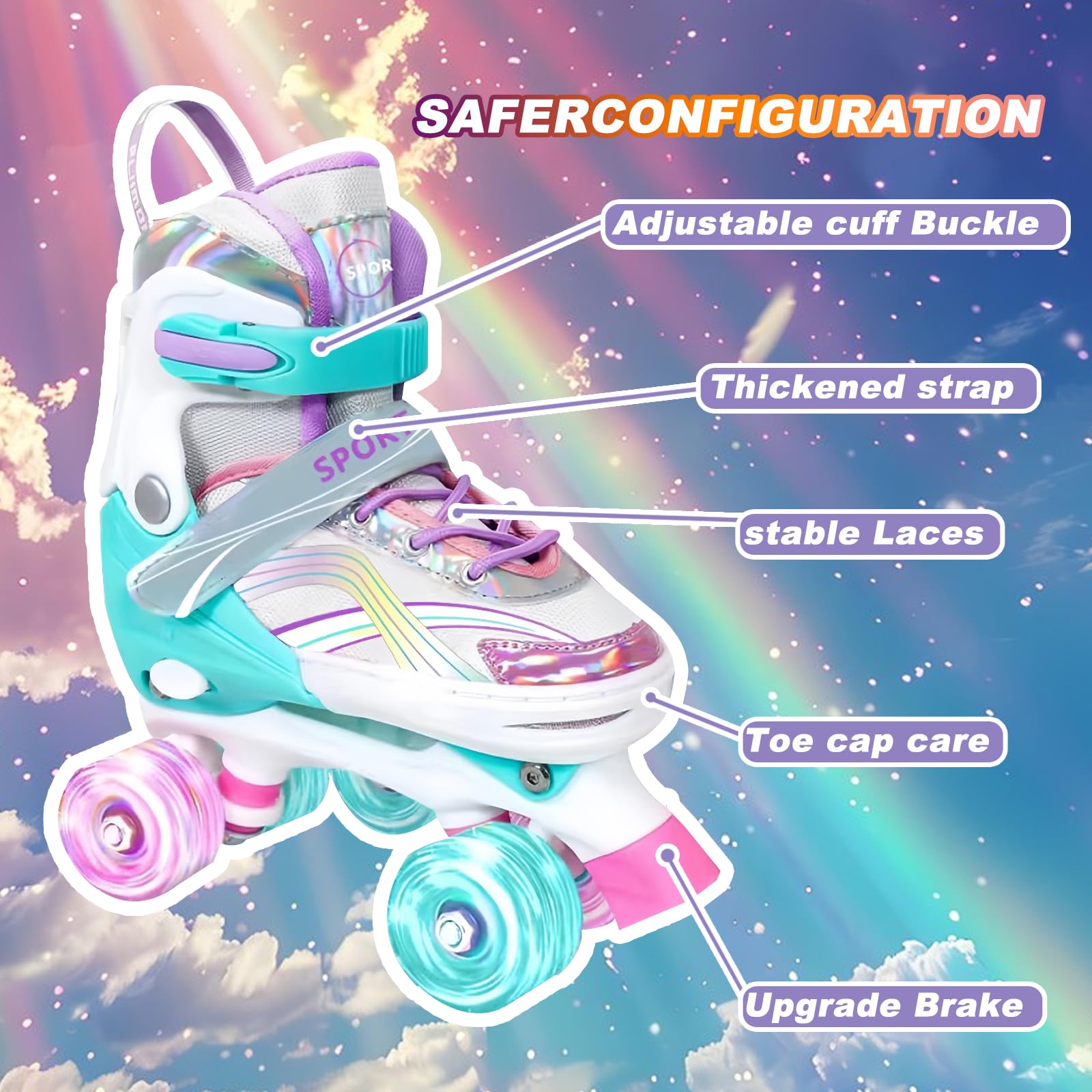 Janplay exposed adjustment mechanism for three-size fit convenience