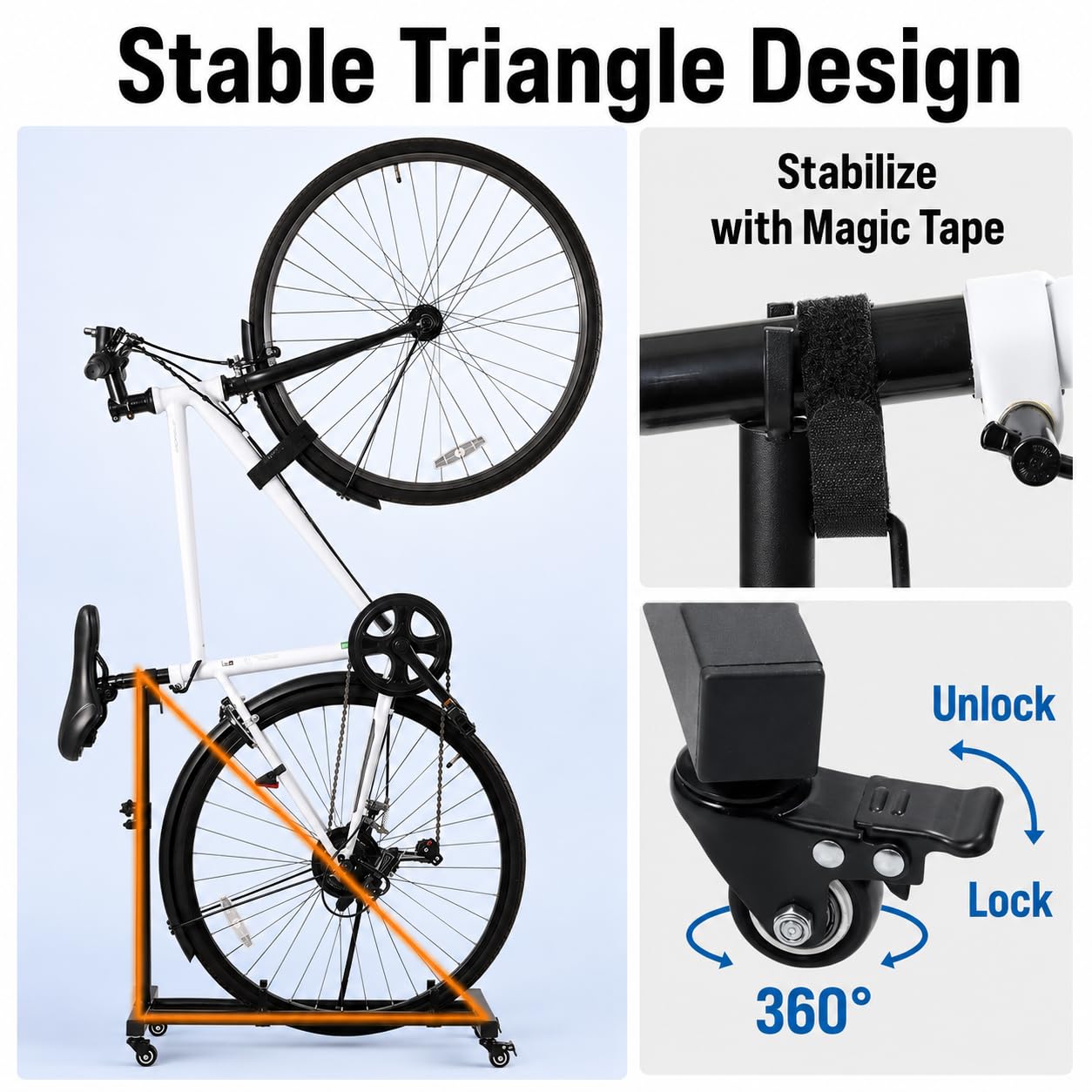 Japard upright rack holding bike in an apartment to save floor space