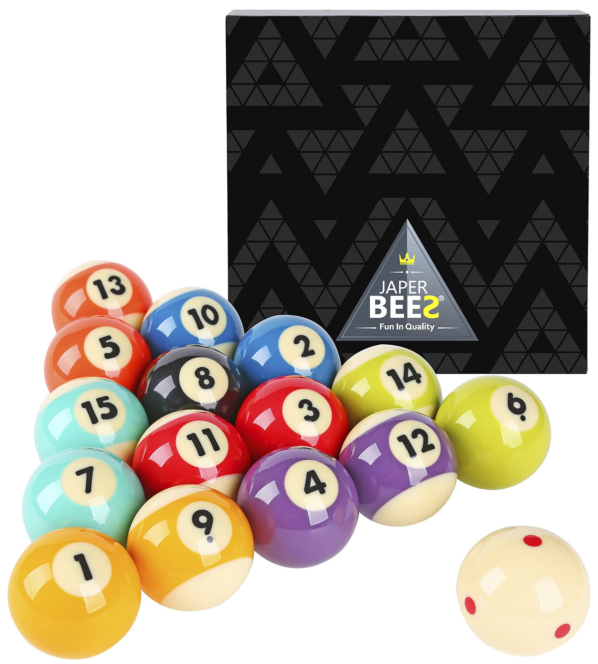 JAPER BEES front packaging showing full 16-ball set and professional look