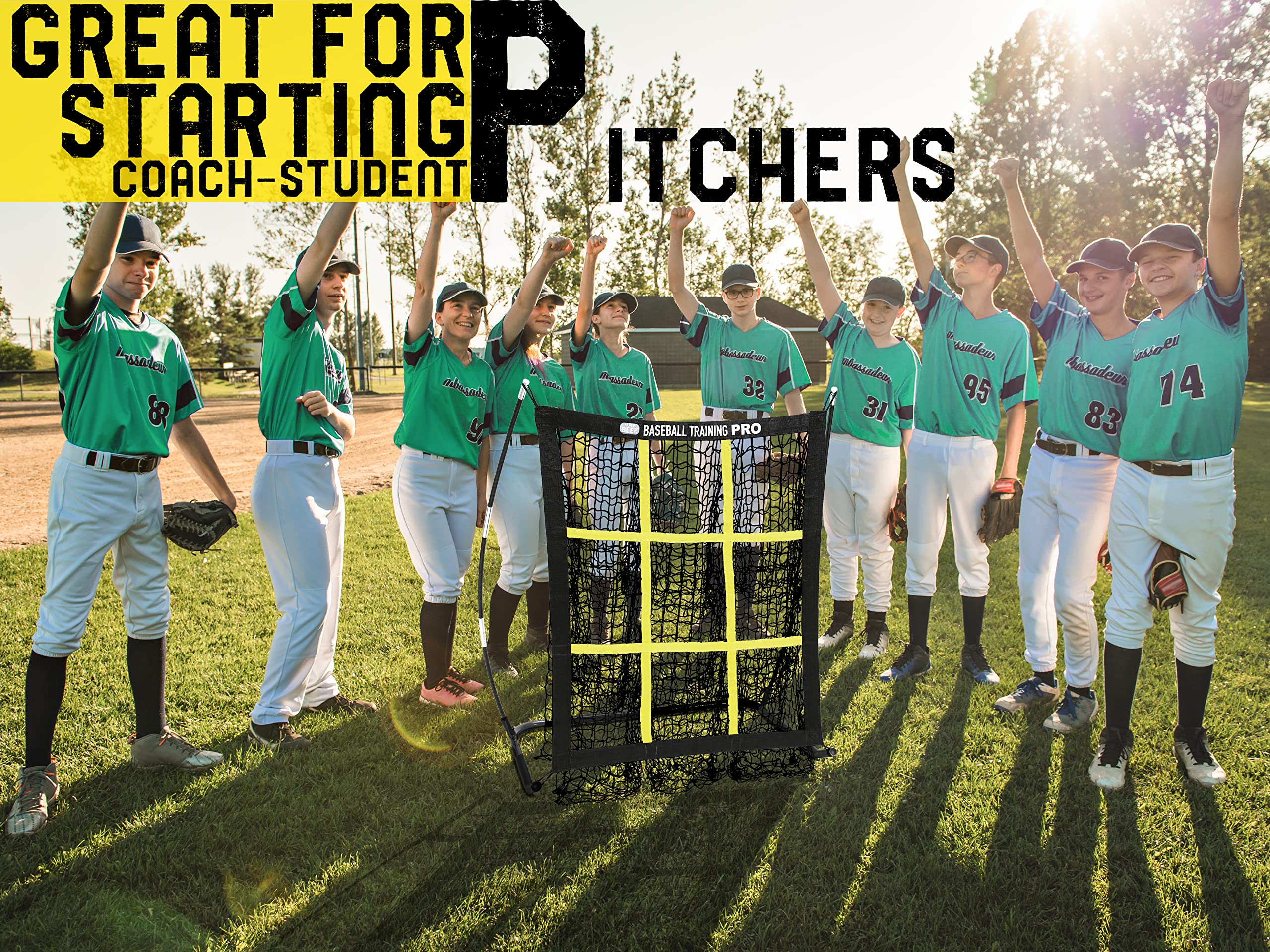 JAPER BEES pitching net in backyard practice demonstrating portability and rapid setup