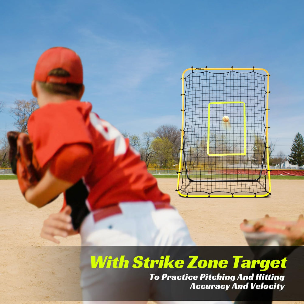 JASCOPRO next to baseball glove for scale, demonstrates net size and coverage