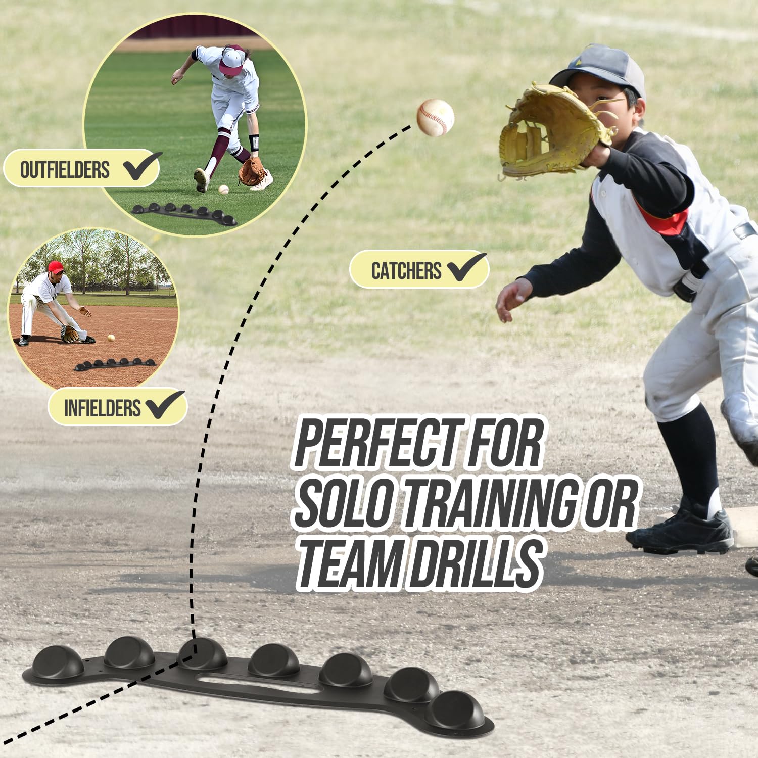 JASCOPRO trainer next to baseball for scale, shows compact size and portability