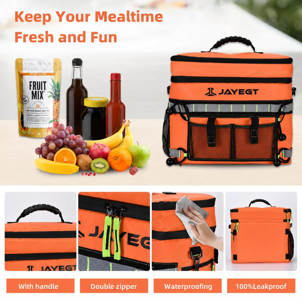 JAYEGT cooler next to bottles illustrating capacity to hold multiple drinks