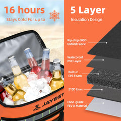 JAYEGT cooler top open view demonstrating quick access and organized storage benefit