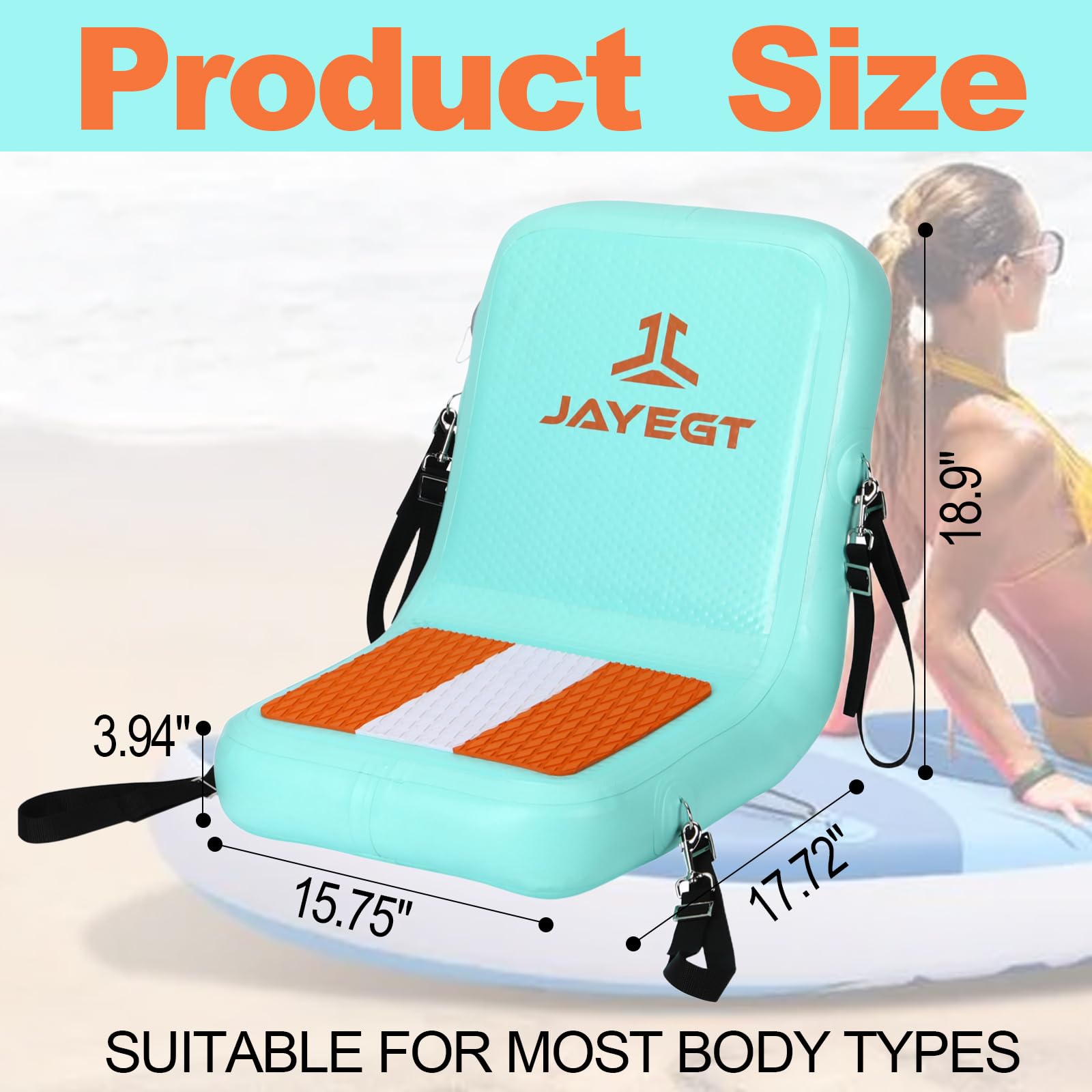 JAYEGT seat strap and metal buckle secured showing anti-slip fastening