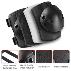 JBM knee elbow and wrist pads laid out for full coverage benefit