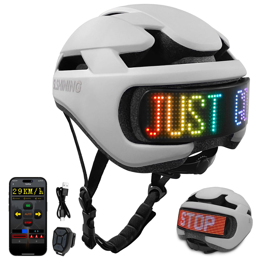 JDBMAOYE helmet front view showing integrated LEDs and increased visibility