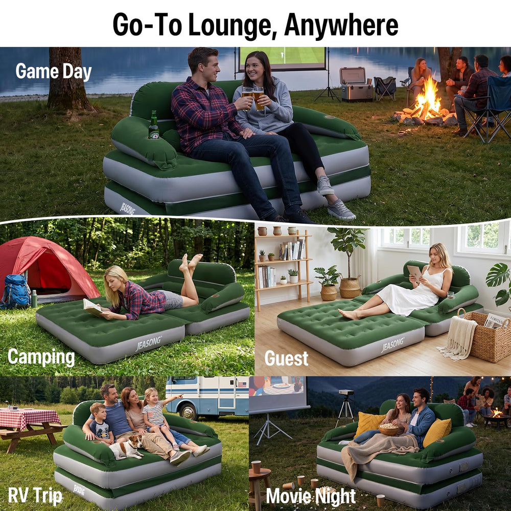 JEASONG lifestyle camping setup showing portable comfort outdoors