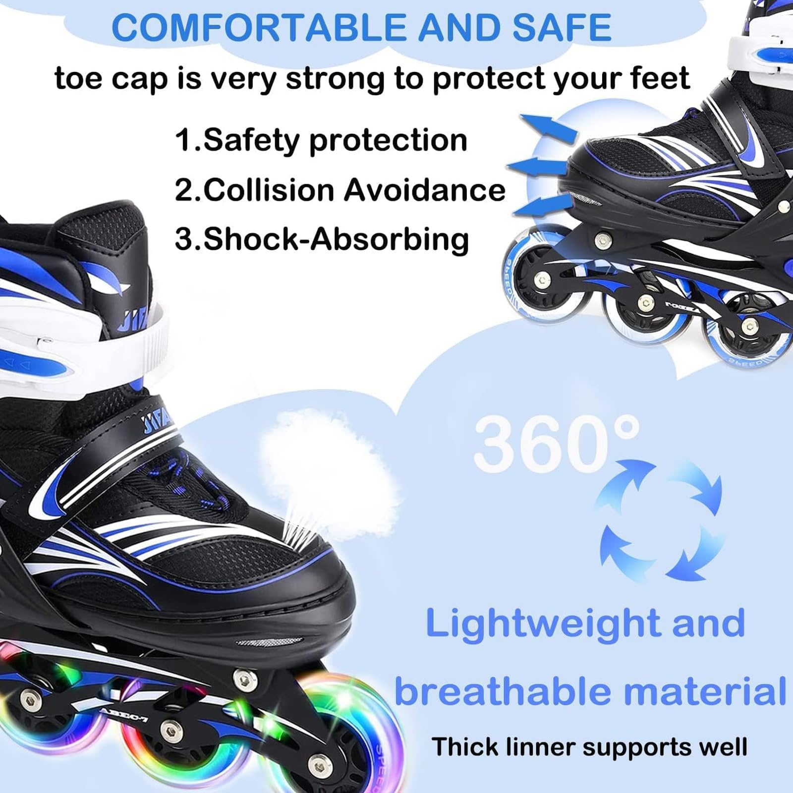 JeeFree boxed skates ready to gift with clear labeling and contents