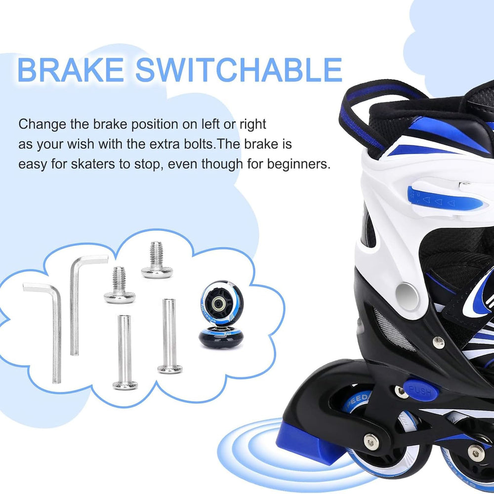 JeeFree skates beside a child’s foot showing correct size fit guidance