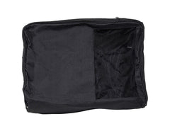 JEF WORLD OF GOLF trunk locker packed with shoes balls and tees demonstrating organized storage