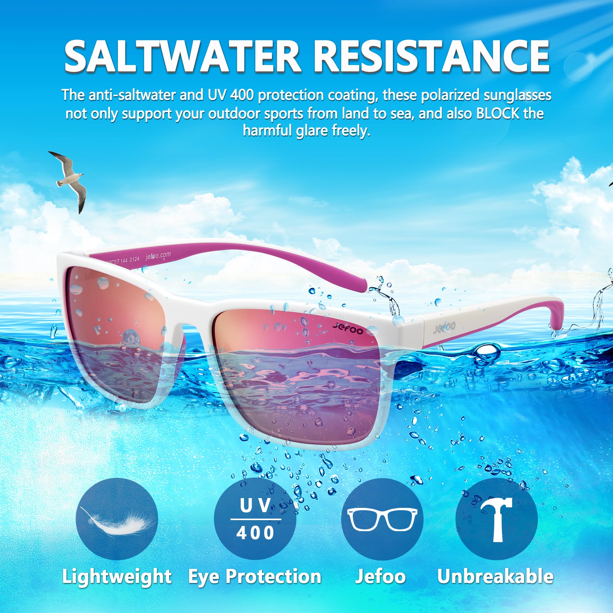 Jefoo lens close-up highlighting scratch and seawater corrosion resistance