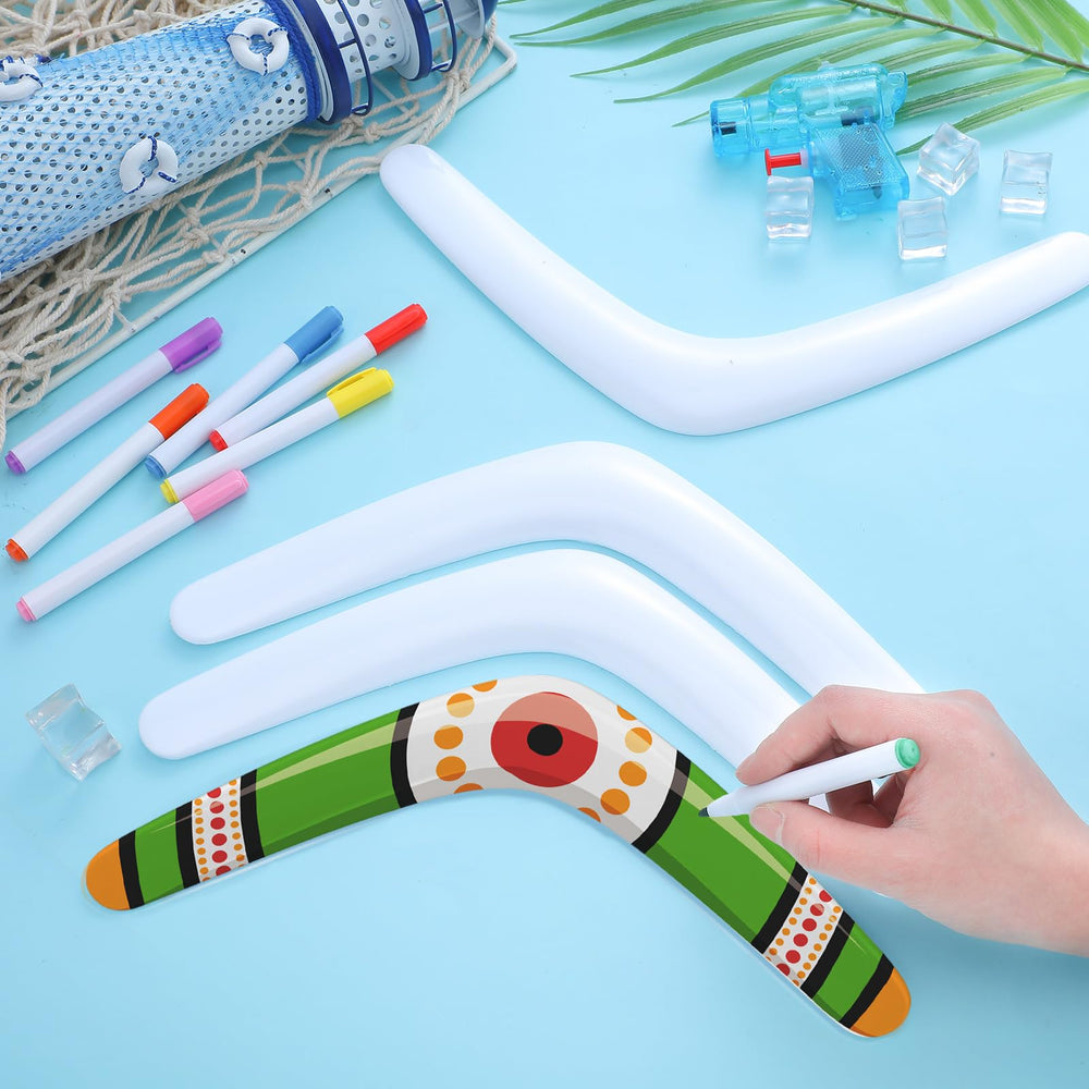 JellyArch decorated boomerangs with colorful marker designs for personalized play