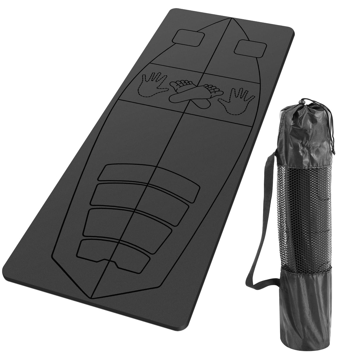 JellyArch front view showing mat dimensions and features for easy identification and storage benefit