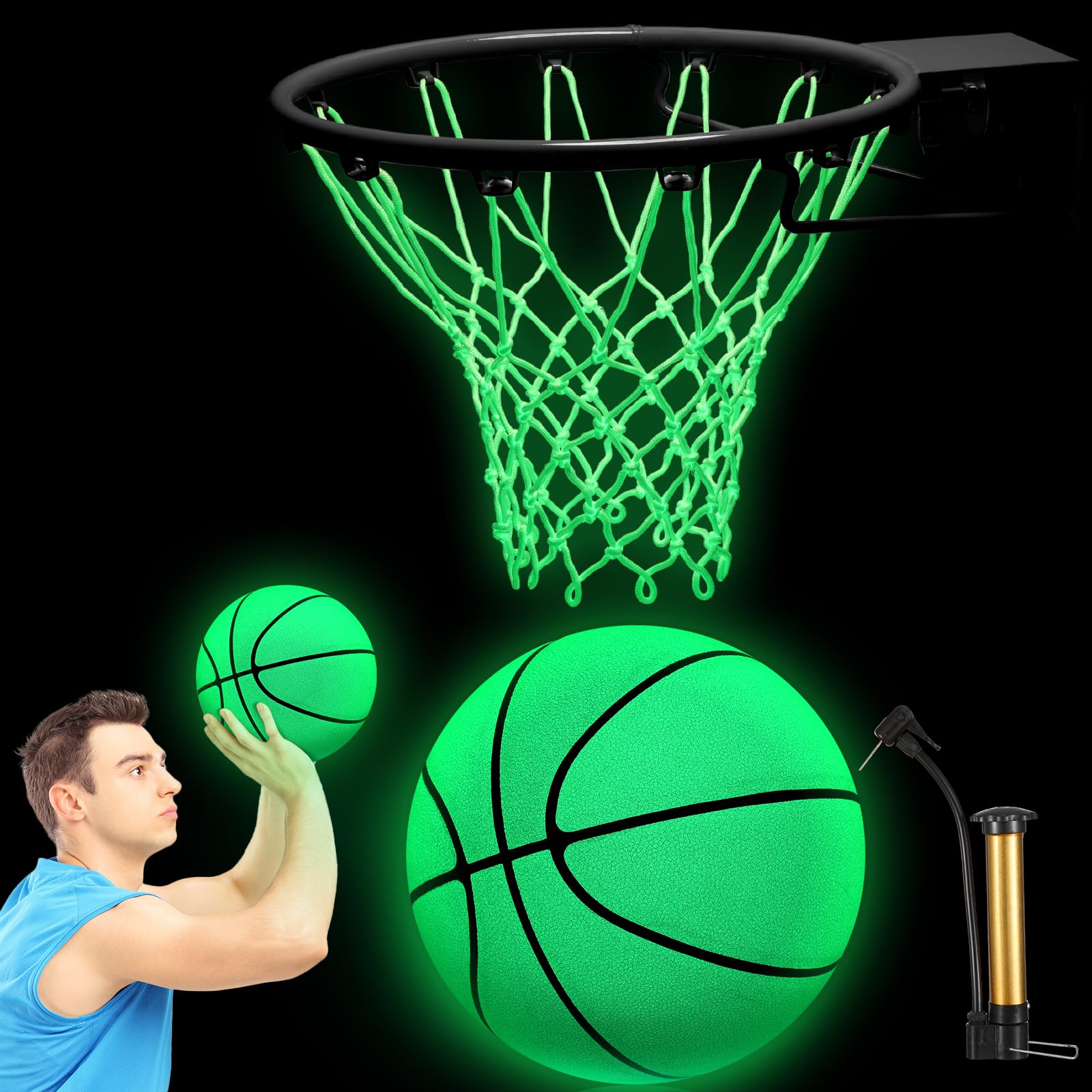 Jenaai glow basketball front view showing luminous surface and clear branding benefit visibility