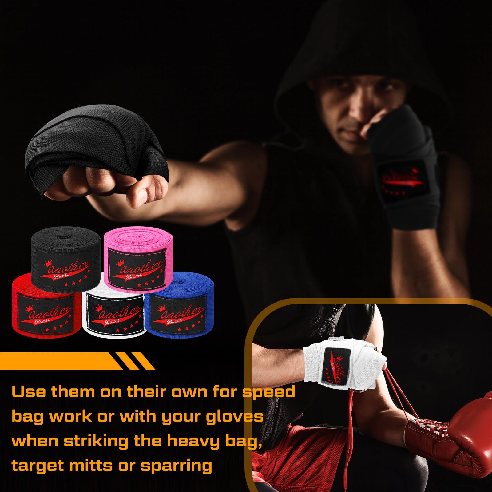 Jenaai wrap pair next to boxing glove showing true scale