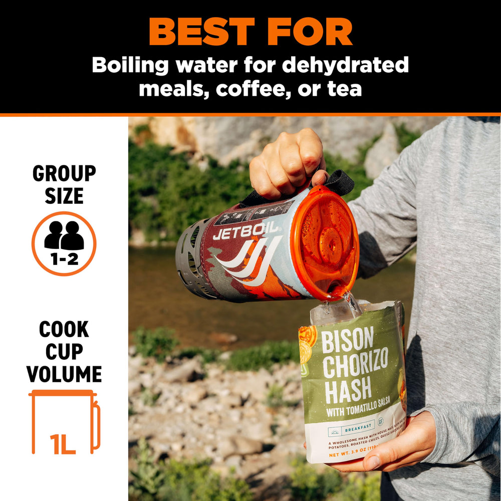Jetboil Flash fully nested components inside cook cup for efficient pack storage and lightness