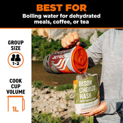 Jetboil Flash fully nested components inside cook cup for efficient pack storage and lightness
