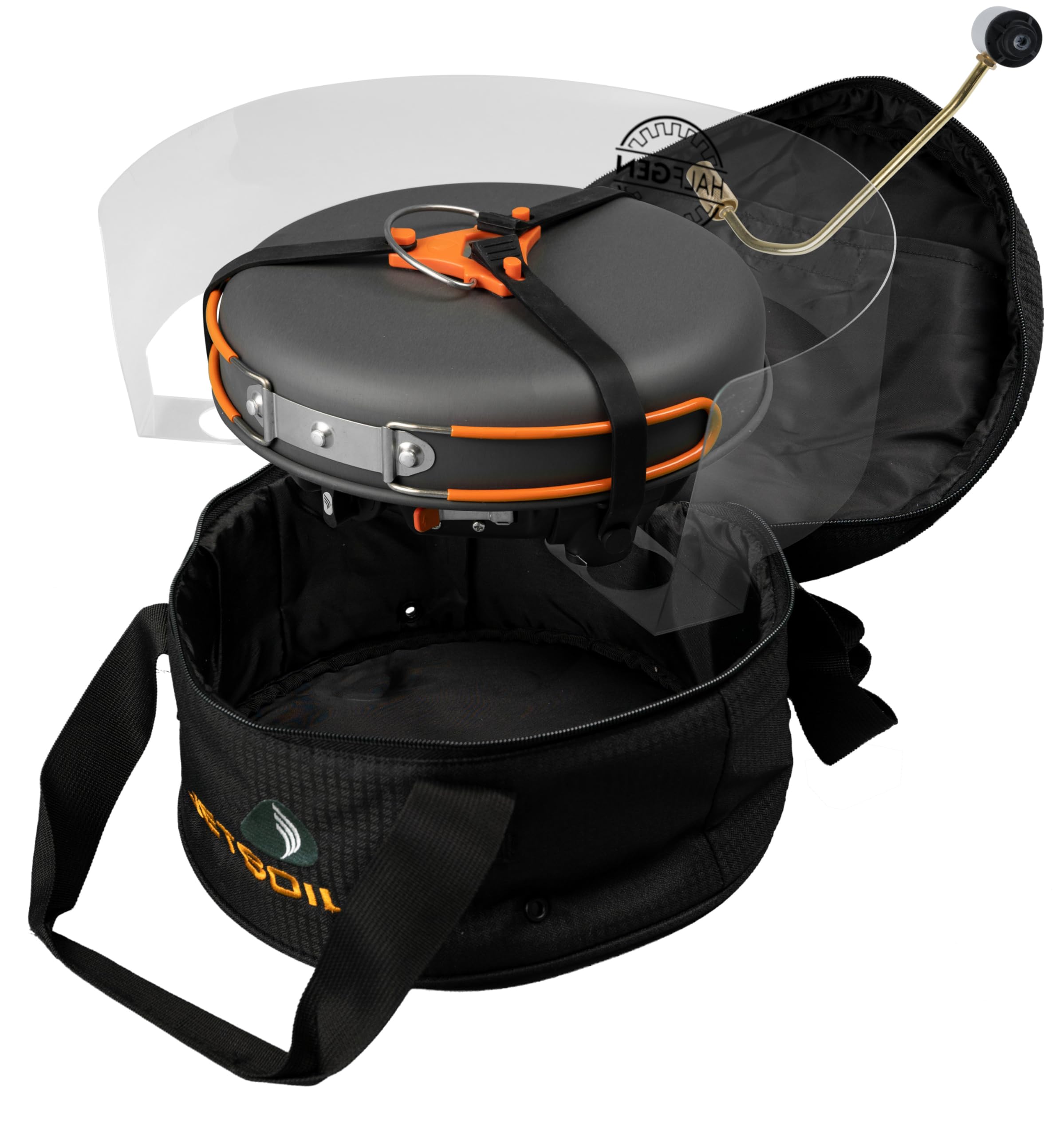 Jetboil HalfGen frying eggs in pan, illustrating even heat and nonstick benefit for breakfasts