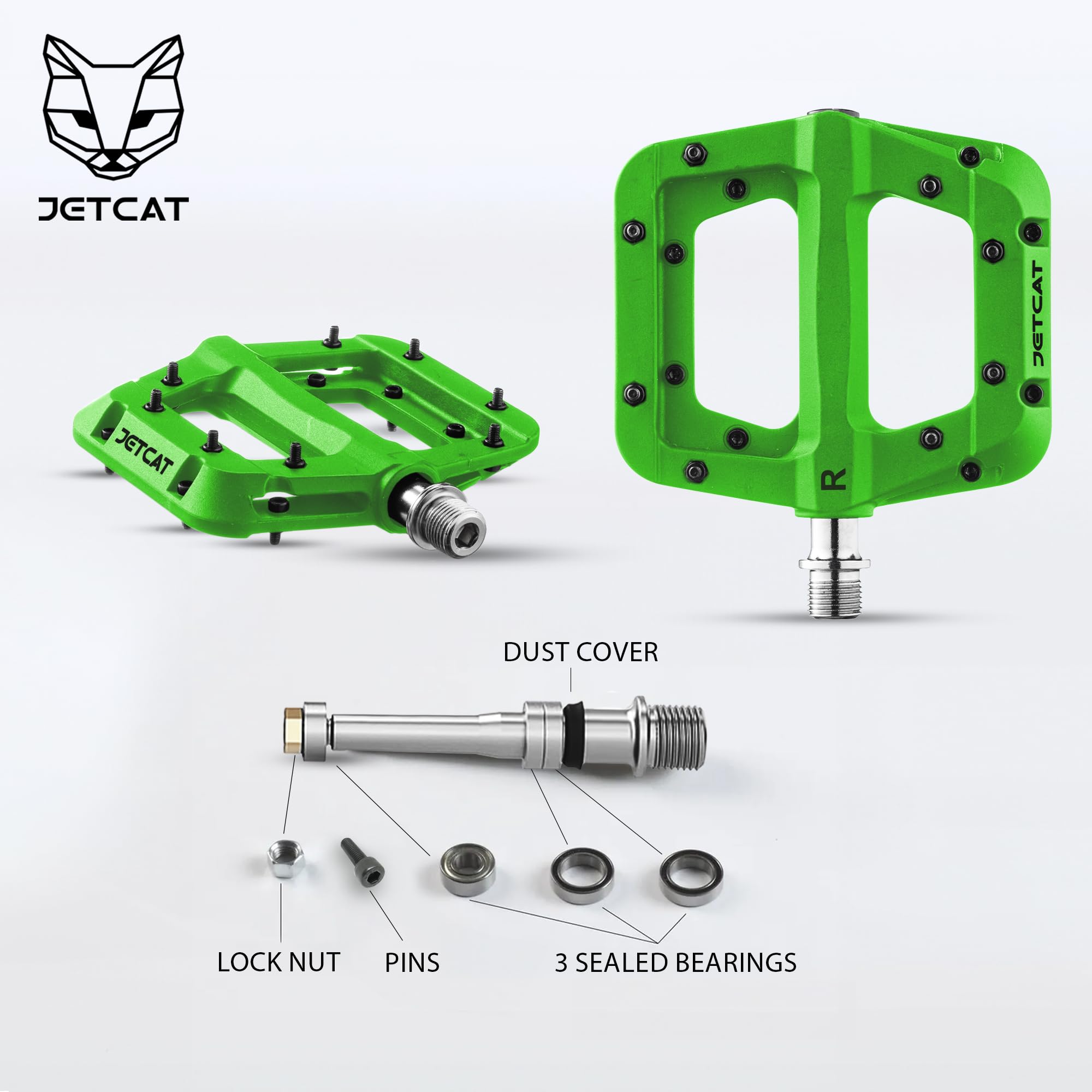 JETCAT pedal next to hand showing compact size and lightness