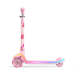 Jetson Twee front view showing pink scooter and stable three-wheel base for confidence