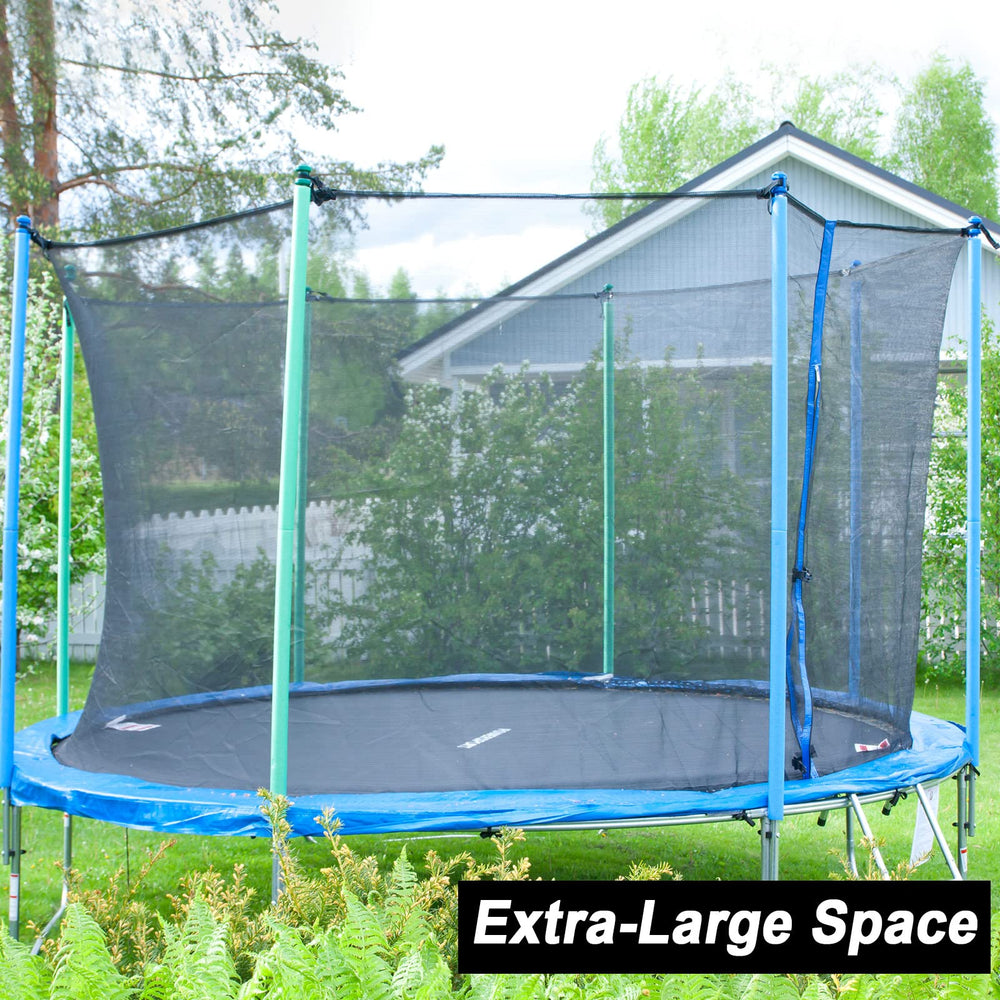 Jexine lifestyle shot family using trampoline showing safe supervised play benefit