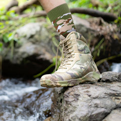 Jeyiour socks in use during fishing keeping feet dry and comfortable