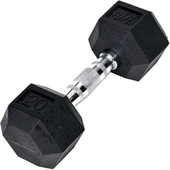 JFIT 20 lb dumbbell front view showing compact, durable design and floor protection
