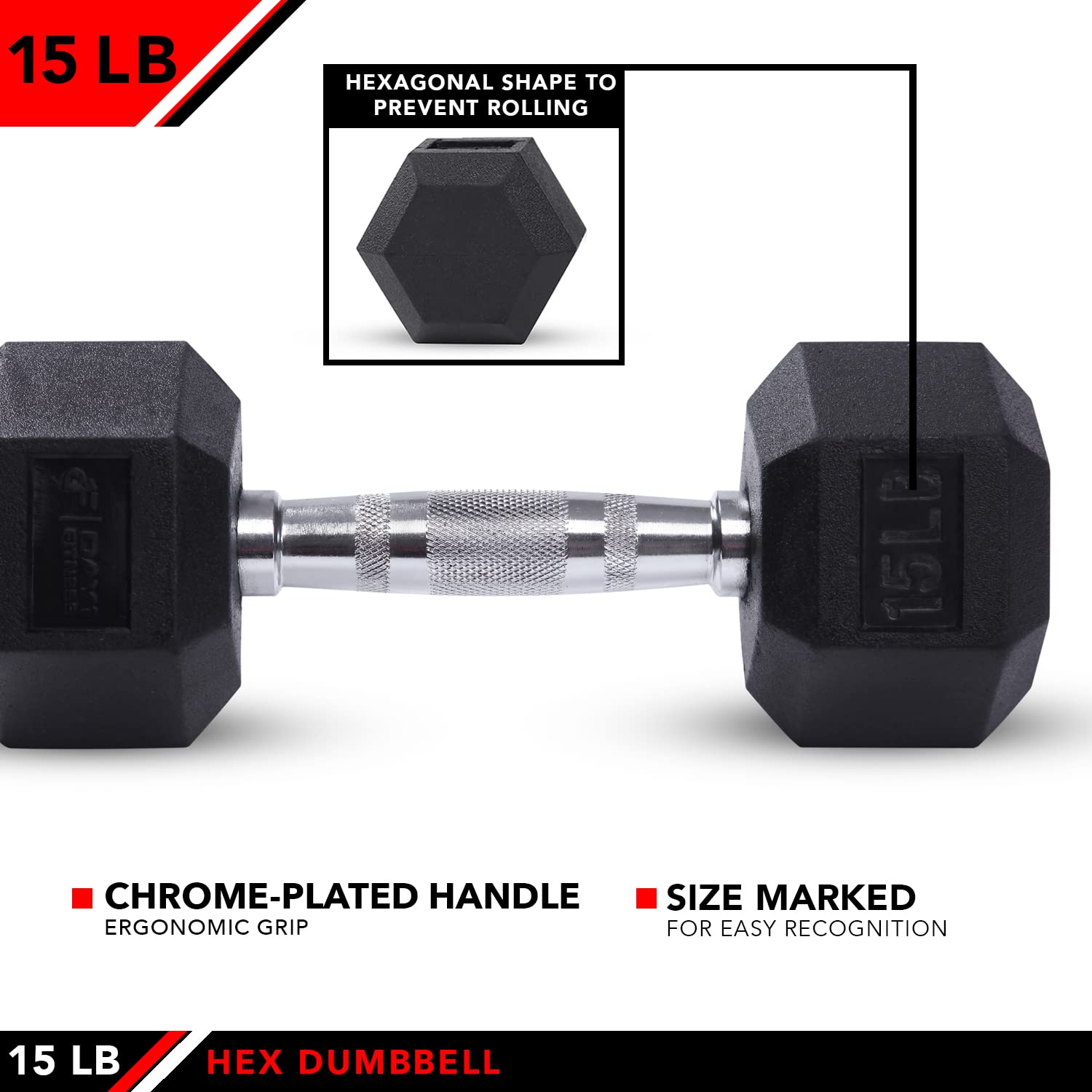 JFIT dumbbell resting on hardwood floor showcasing floor-safe rubber coating benefit