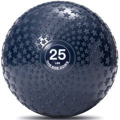 JFIT slam ball front view showing sleek midnight star design and durable shell benefits