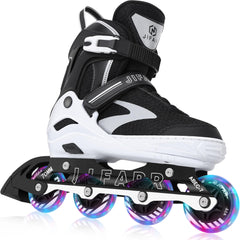 JIFAR front view of skates showing boot fit and frame for comfortable support