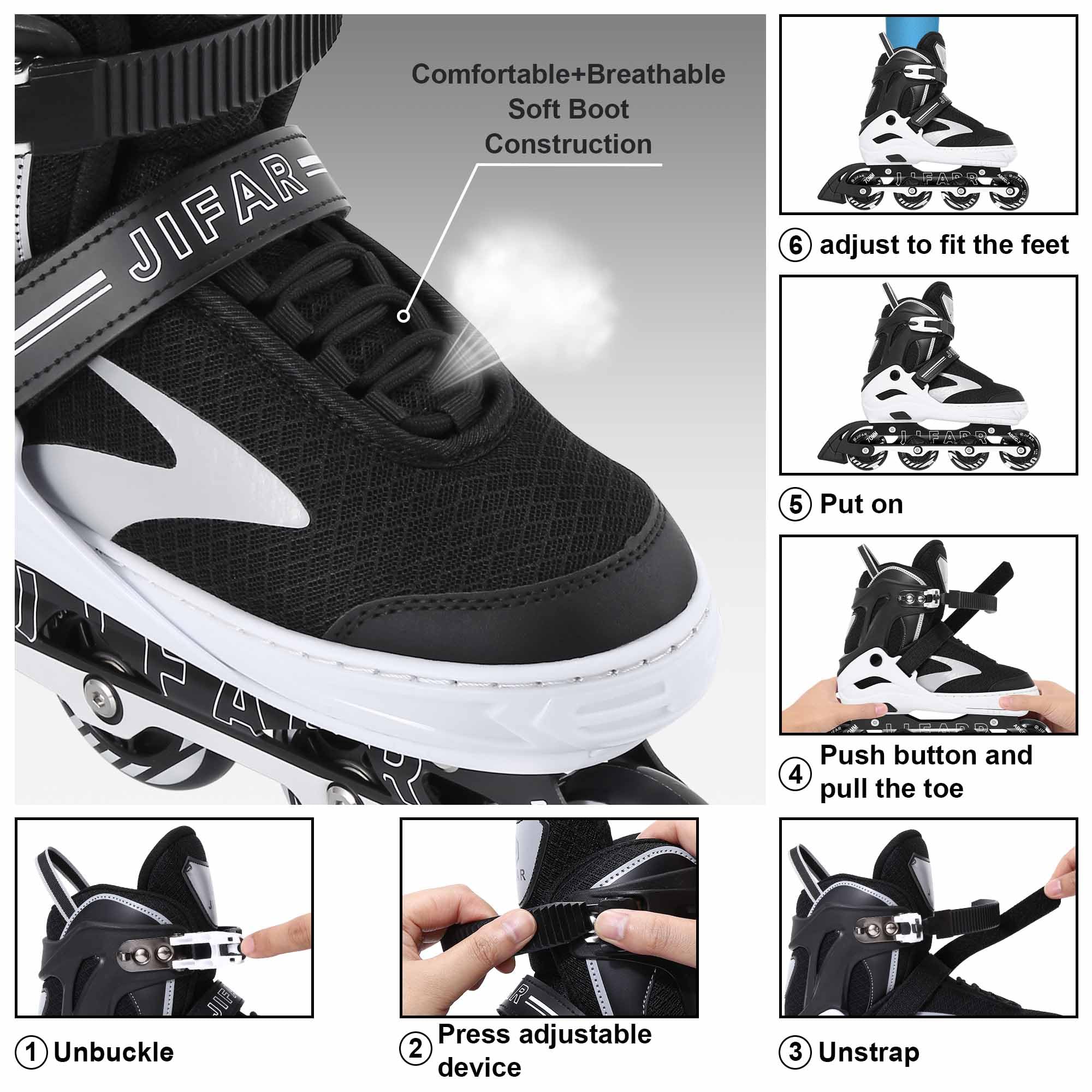 JIFAR skates in use on pavement demonstrating stable outdoor performance