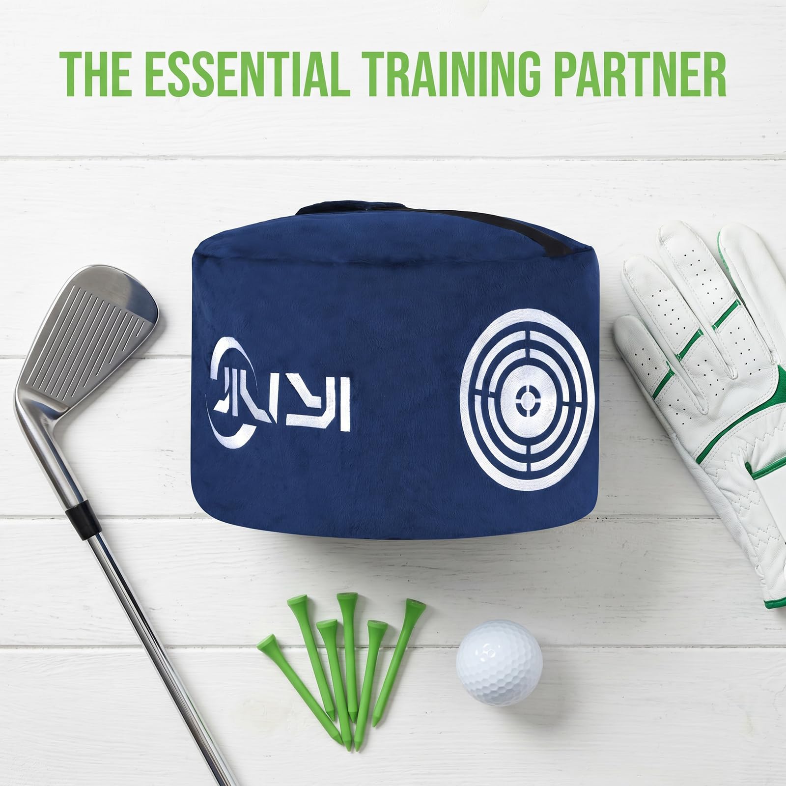 JIUYIBC impact bag next to golf club showing scale for correct positioning