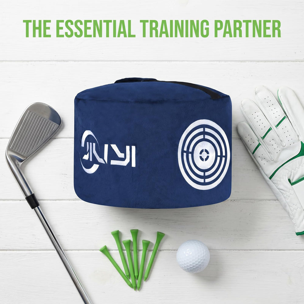 JIUYIBC impact bag next to golf club showing scale for correct positioning
