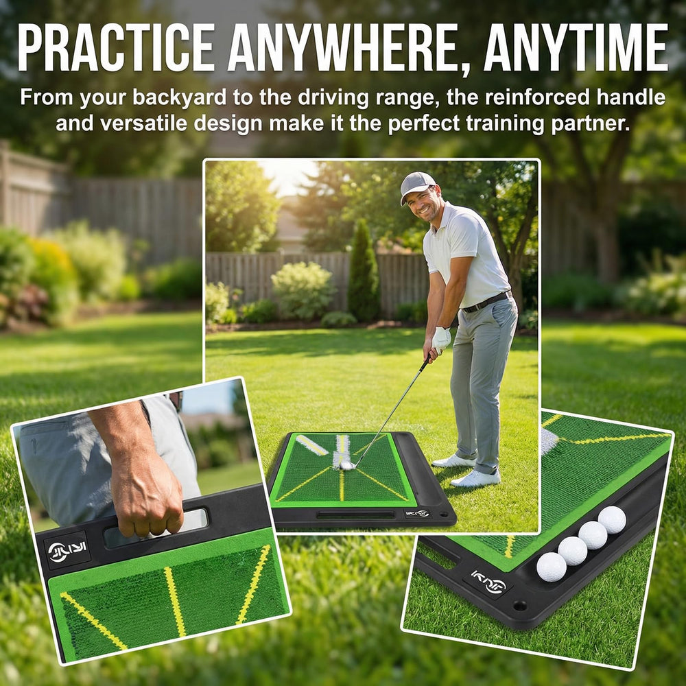 JIUYIBC mat set up in garage showing indoor practice convenience and space efficiency