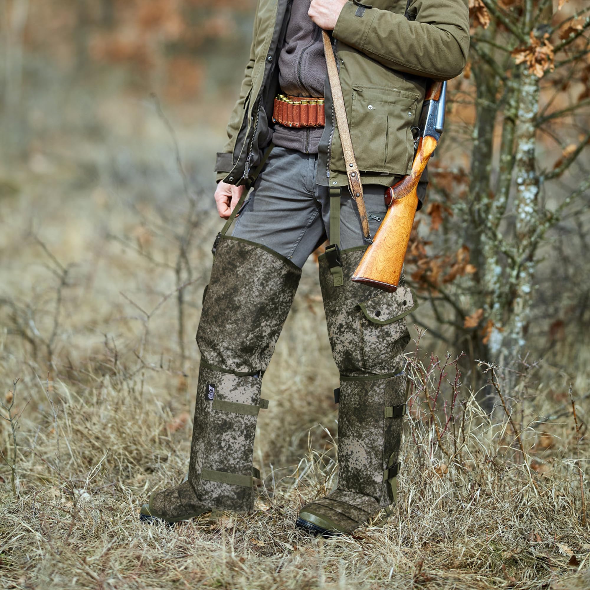 JLDTOP gaiters in use hiking through brush demonstrating mobility protection