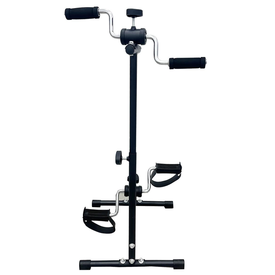 Jobar exerciser used for arm pedaling from chair enabling upper-body motion